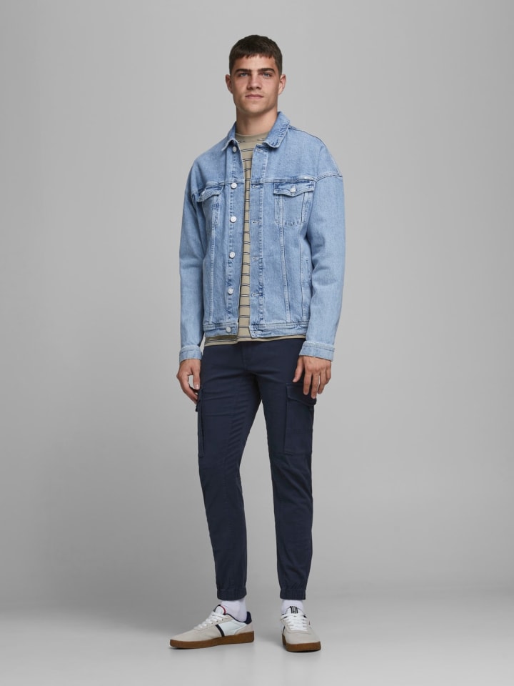 Jack & Jones Hose Cargo Jogger Pants PAUL FLAKE AKM 542 Twill Gummibund in Navy günstig kaufen