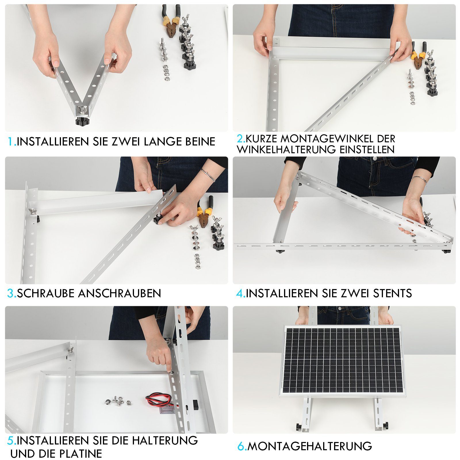 LETGOSPT Solarmodul 100W Monokristallin Solarpanel, 20A Ladegerät Kit, IP65 Wasserdichte Solargenerator