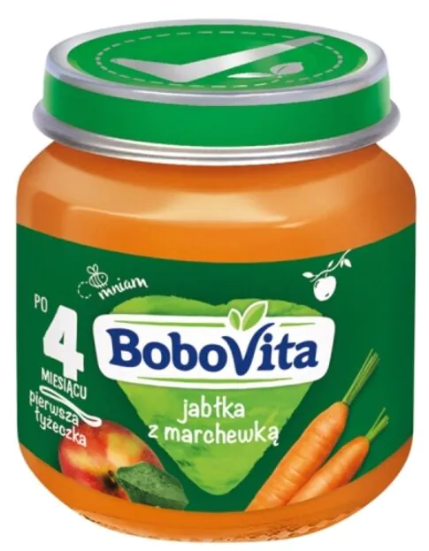 Επιδόρπιο μήλου και καρότου Bobovita μετά από 4 μήνες
