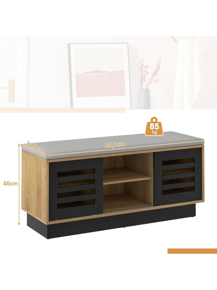 COSTWAY Schuhbank 2 in 1 100x35x46cm in Braun günstig kaufen onesize