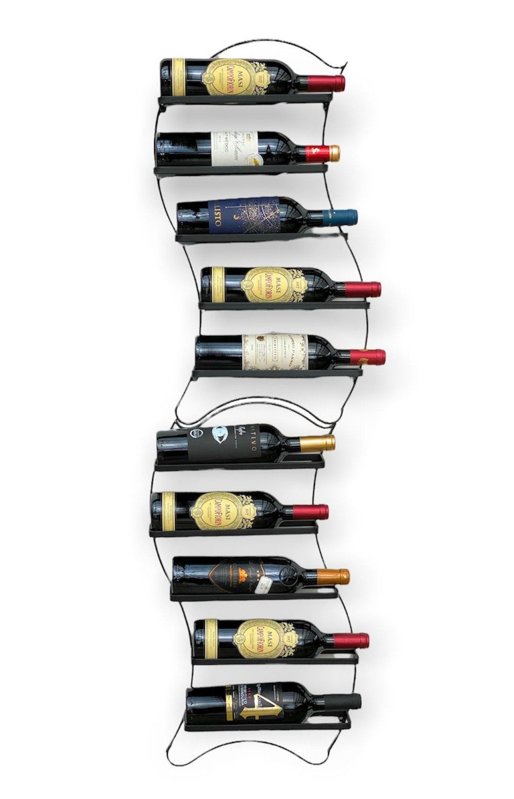 DanDiBo Weinregal 2er Set Weinregal Metall Schwarz Wand erweiterbar für 10 Flaschen Lento Flaschenregal 96270 Flaschenständer Weinflaschenhalter Flaschenhalter, für 0,7 L, 0,75 L und 1 L Flaschen