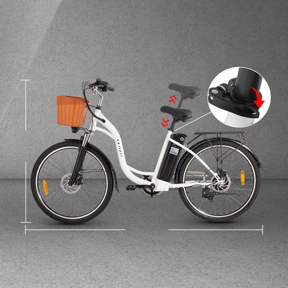 Olotos E-Bike DYU-C6 26 Zoll Elektrofahrrad, Ebike Cityrad, 6 Gang Shimano, Heckmotor, 450,00 Wh Batterie, Akku 450 Wh Reichweit bis zu 70 km