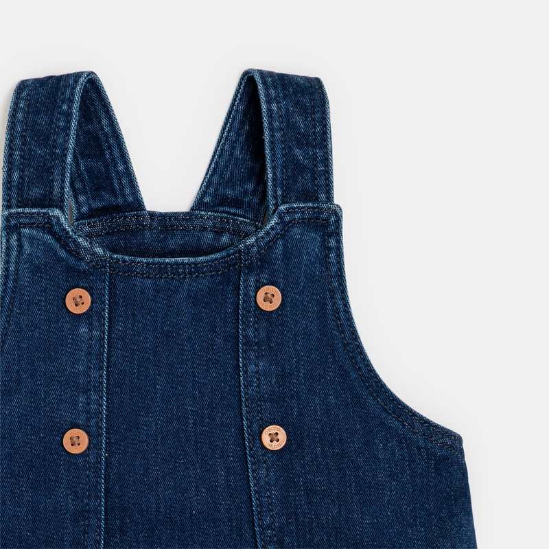 Robe salopette denim bleue bébé fille