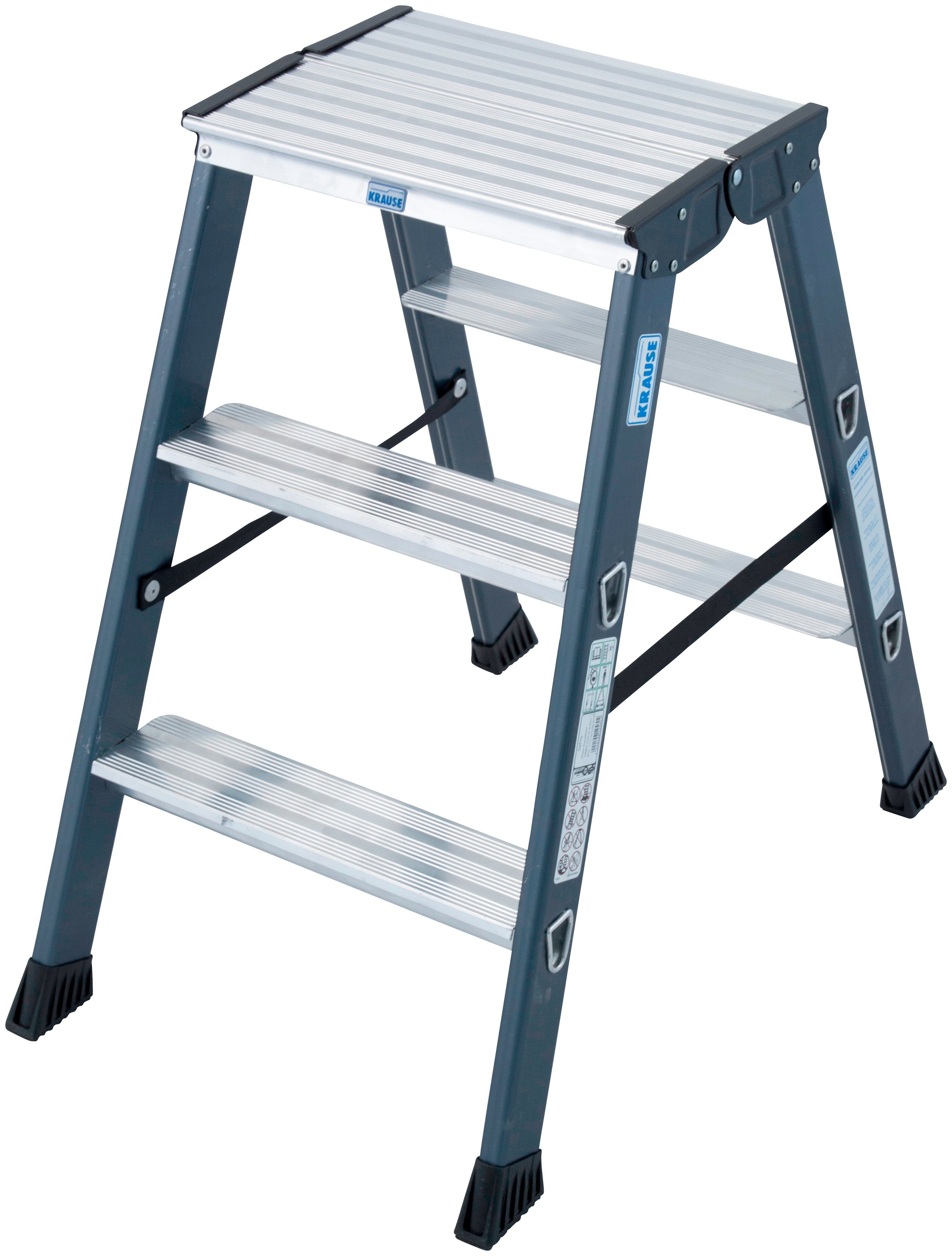 KRAUSE Doppelleiter SePro D, Alu eloxiert, 2x3 Stufen, Arbeitshöe ca. 220 cm