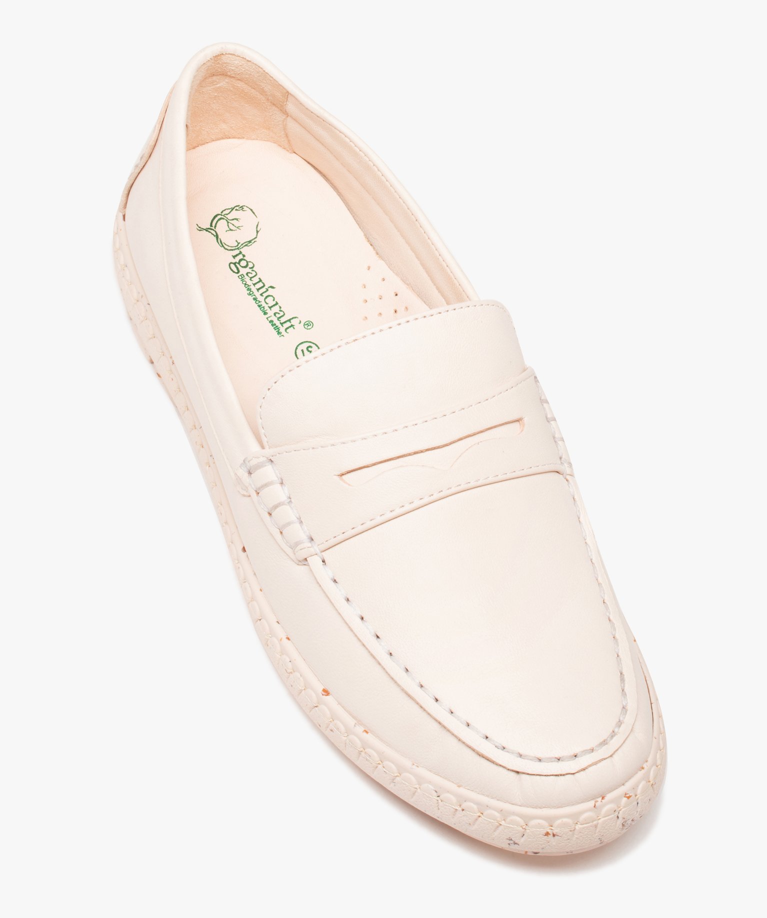 Mocassins femme dessus cuir uni et semelle crantée beige | GEMO
