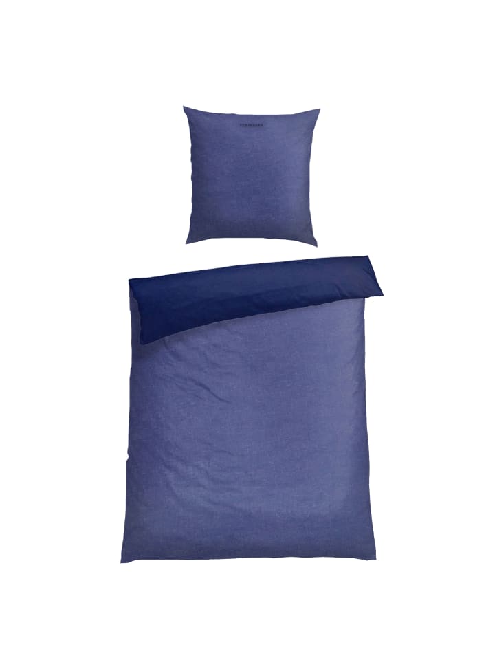 Schiesser Feinbiber-Bettwäscheset Doubleface in Blau günstig kaufen 155 x 220 cm