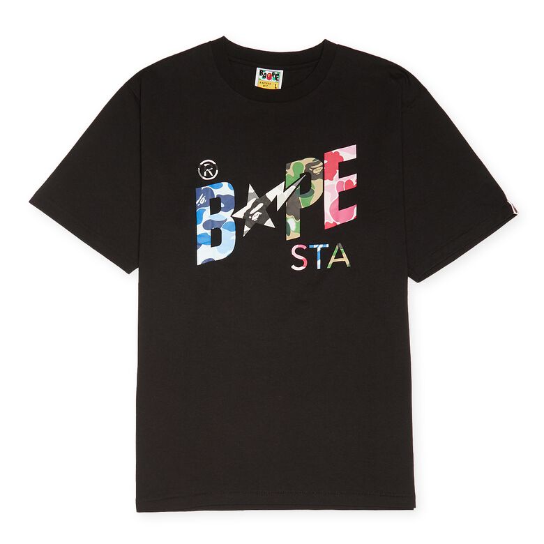 A Bathing Ape ABC Camo Crazy Bape STA Logo Tee Black