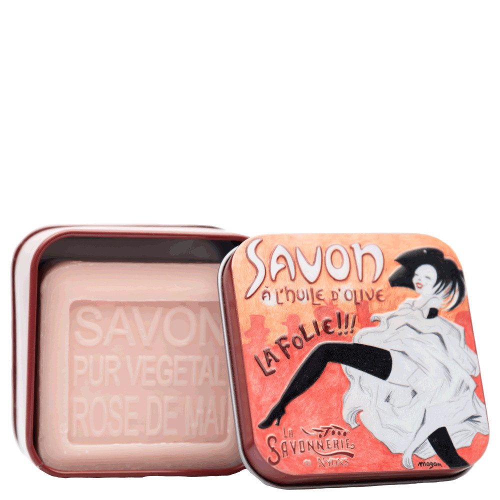 La savonnerie de nyons Savon 100g Rose de Mai et Boîte Métal La Folie Savon