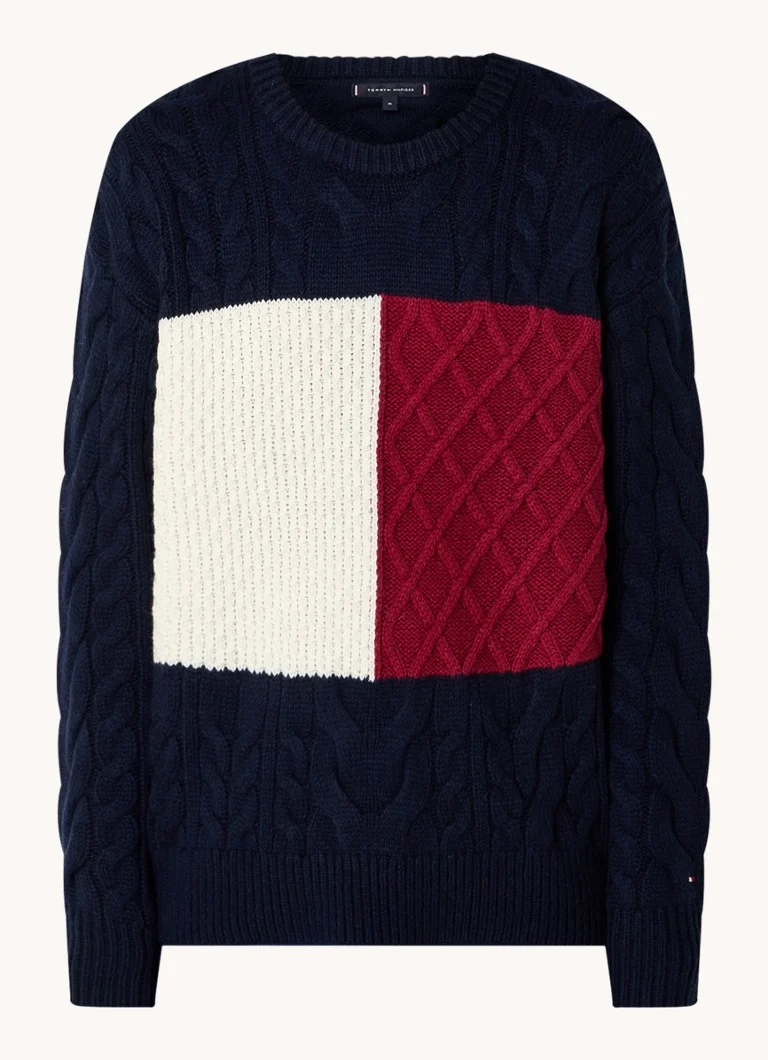Pulover Tommy Hilfiger din amestec de lână tricotată cu împletituri