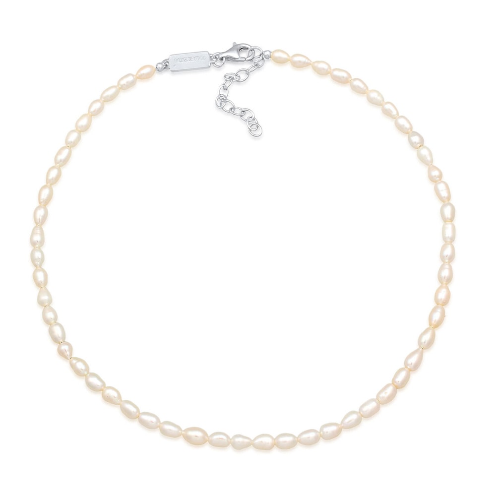 KUZZOI KUZZOI Collier Hommes Vintage Tendance Ovale avec perles d'eau douce en argent st collier