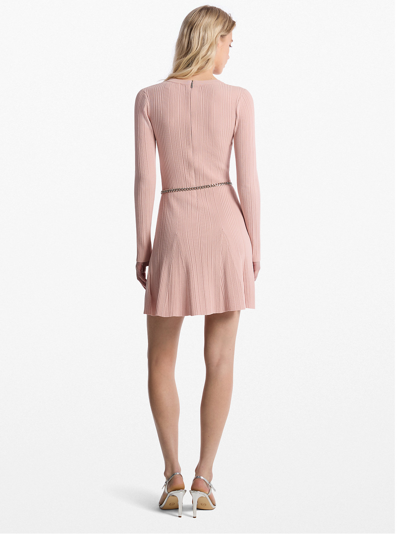 Stretch Knit Belted Dress - ROSEWATER