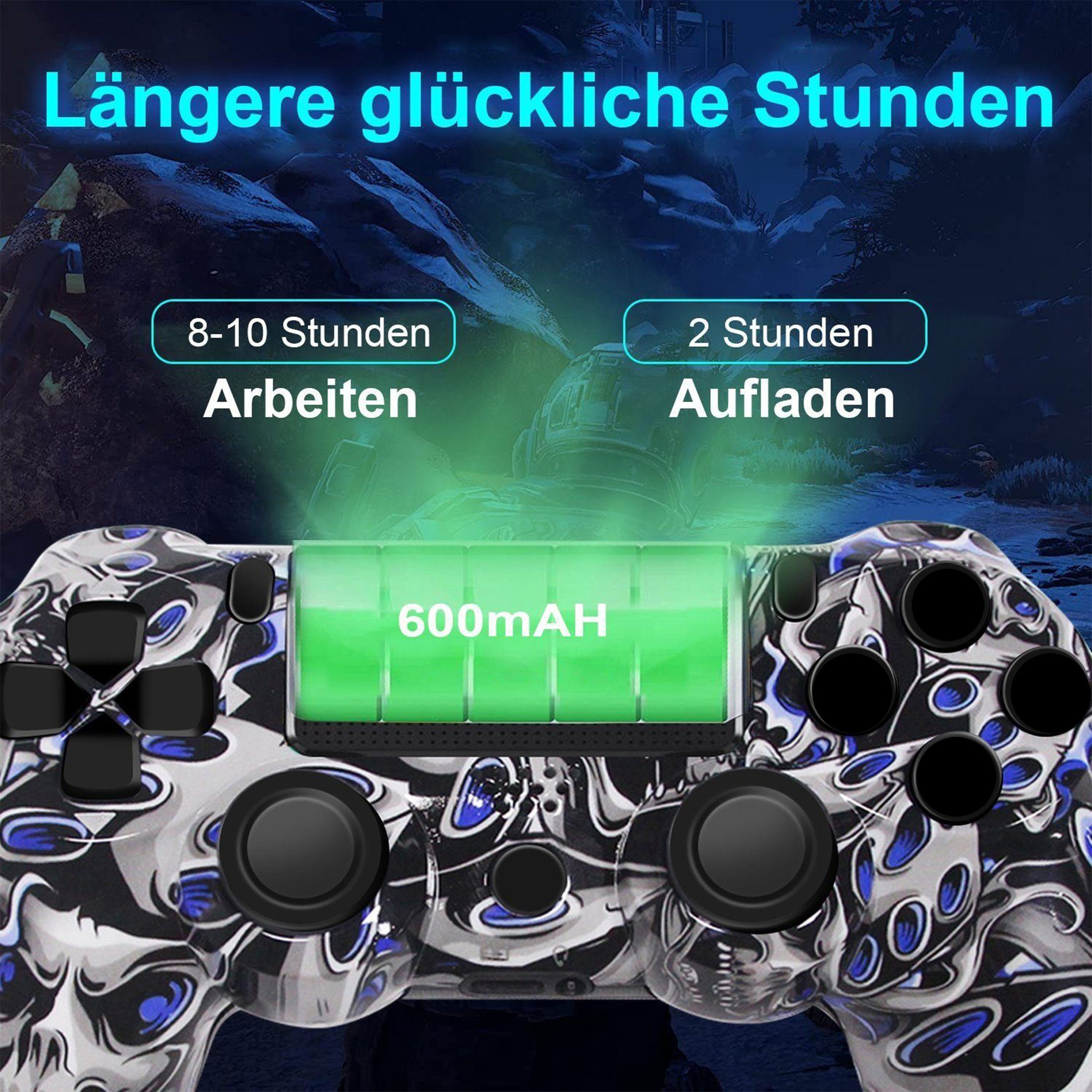 Tadow Wireless Gamepad, Controller, für PS4, Bluetooth(Blau-Todesgeist) PlayStation 4-Controller