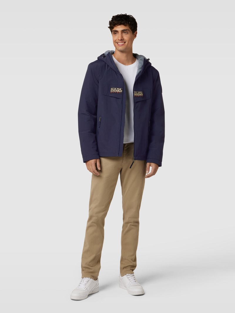 Jacke mit Label-Stitching Modell 'RAINFOREST' in marineblau