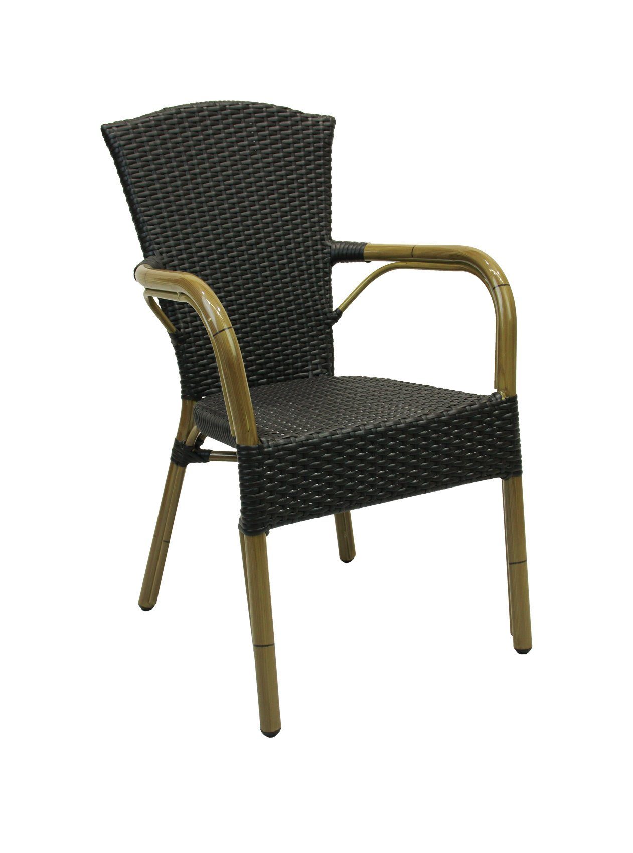 Konway Stapelstuhl COLOMBO (4 St), 4x KONWAY® COLOMBO Stapelsessel Schwarz Polyrattan Sessel black