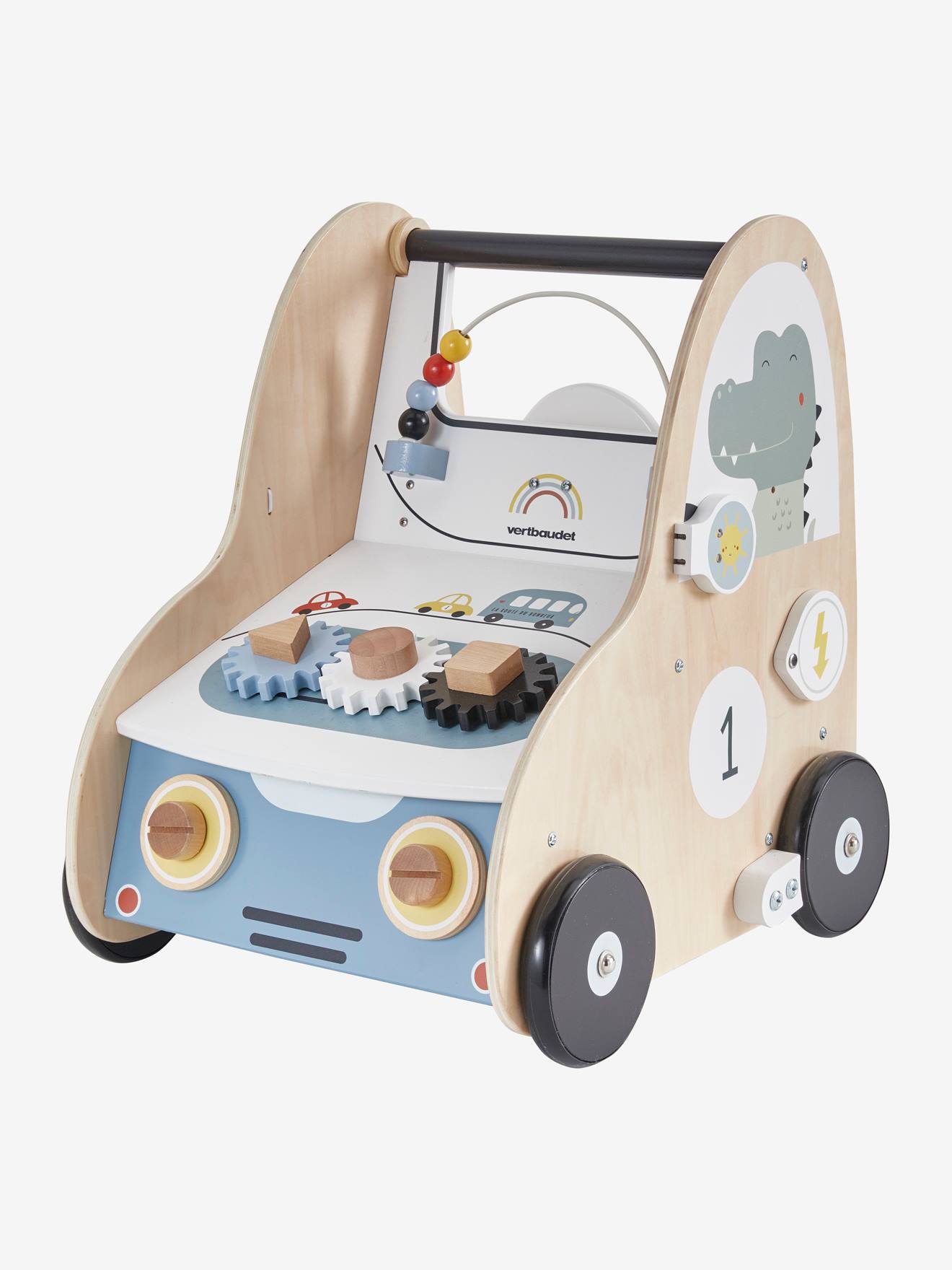 Chariot de marche avec freins EN VOITURE SIMON en bois FSC® multicolore
