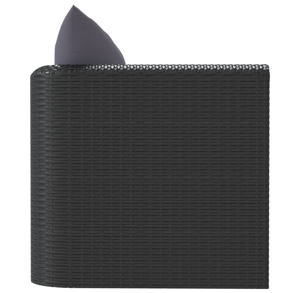 vidaXL Loungesofa Sessel mit Auflagen Poly Rattan Schwarz, 1 Teile
