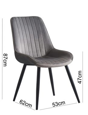 Woward Esszimmerstuhl Esszimmer Stühle 6 St. Küchenstuhl Polsterstuhl Samt+Metall (6er Set), 6er Set, 6 Stühlen