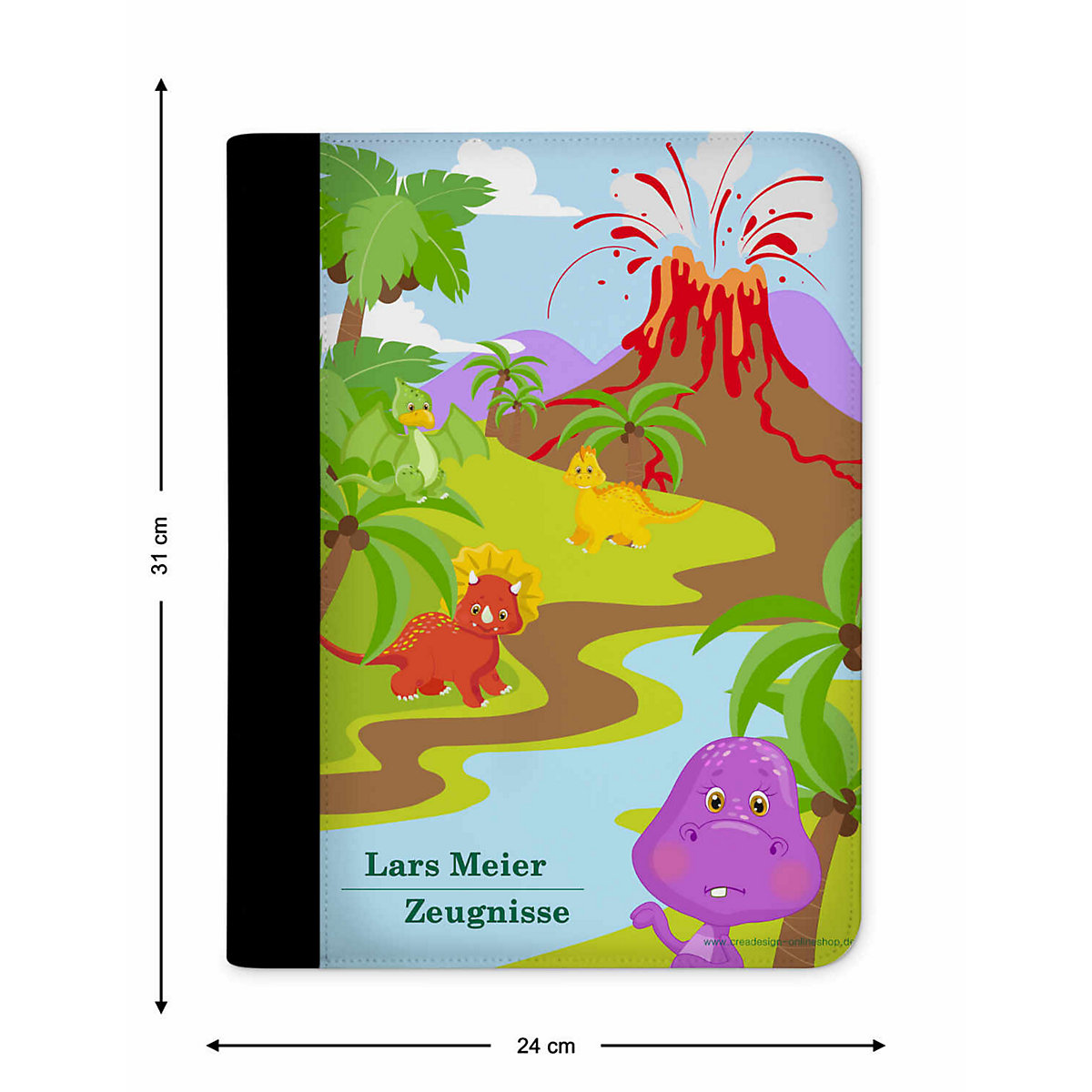 Zeugnismappe / Dokumentemappe mit Name personalisiert Dino