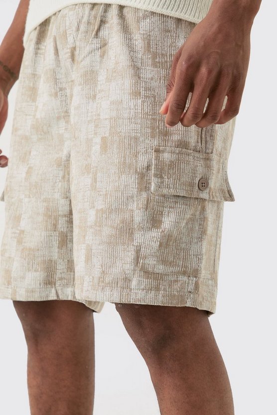 Tall strukturierte Cargo-Shorts mit elastischem Bund