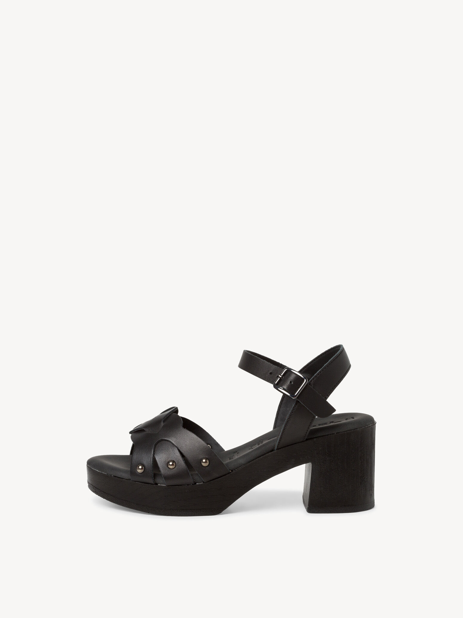 Sandale à talon en cuir - noir