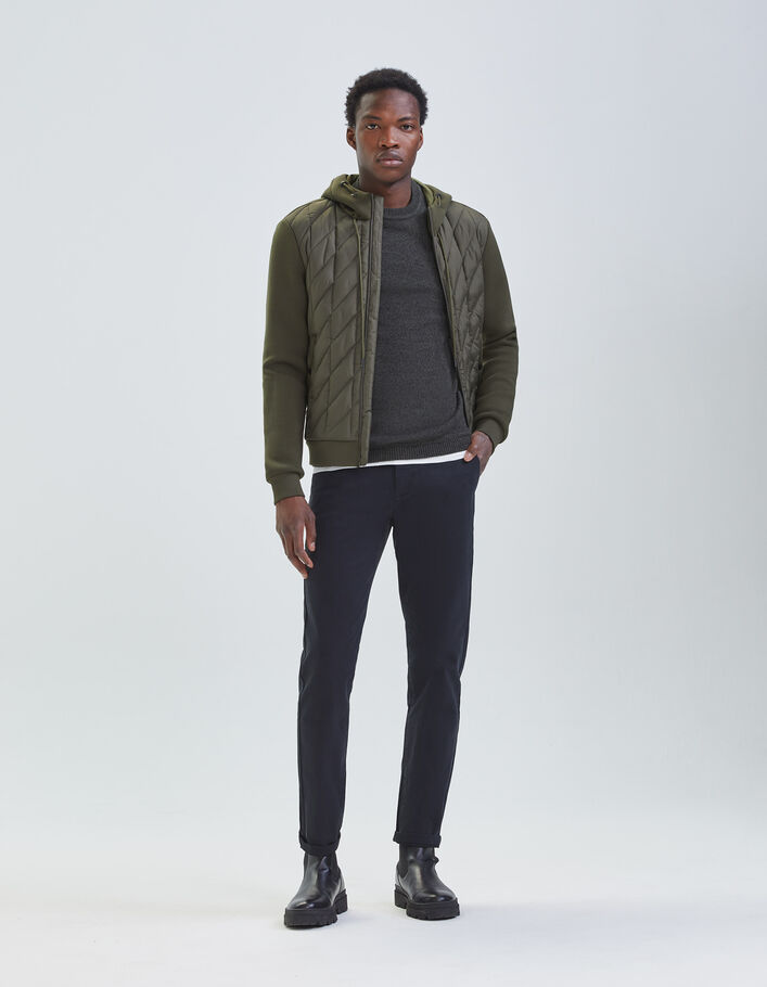 Sous-doudoune kaki matelassée bi-matière Homme
