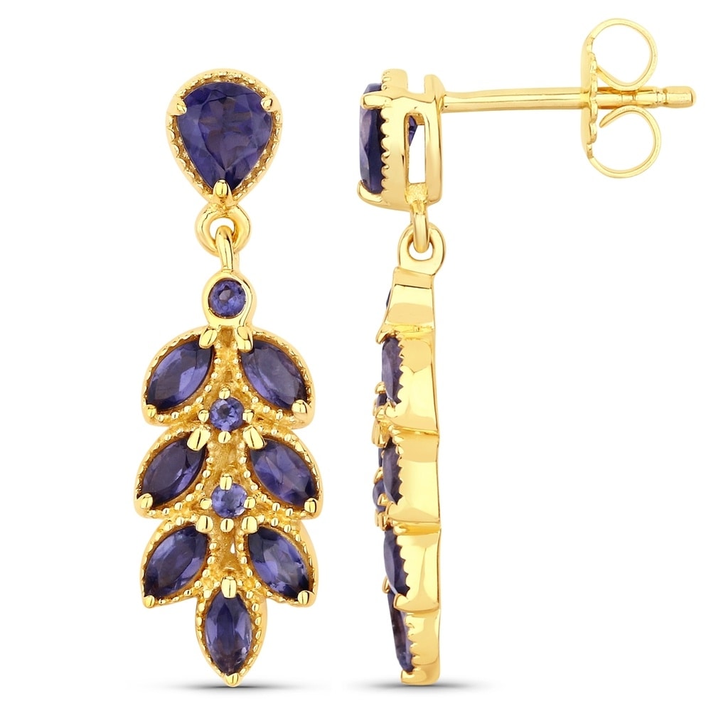 Rafaela Donata Boucles doreilles Argent sterling Iolite en Or jaune Bijoux
