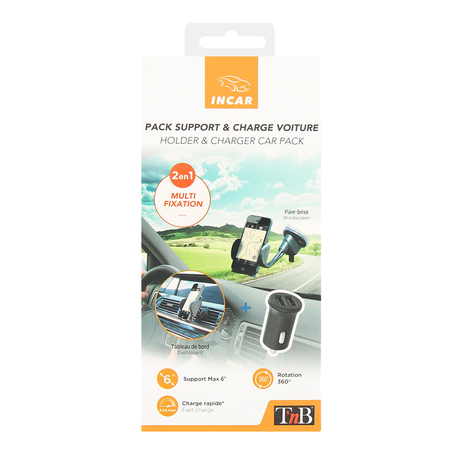 Smartphone-Halter 2in1 + USB-Charger von t-nb, 1 Stück - ATU