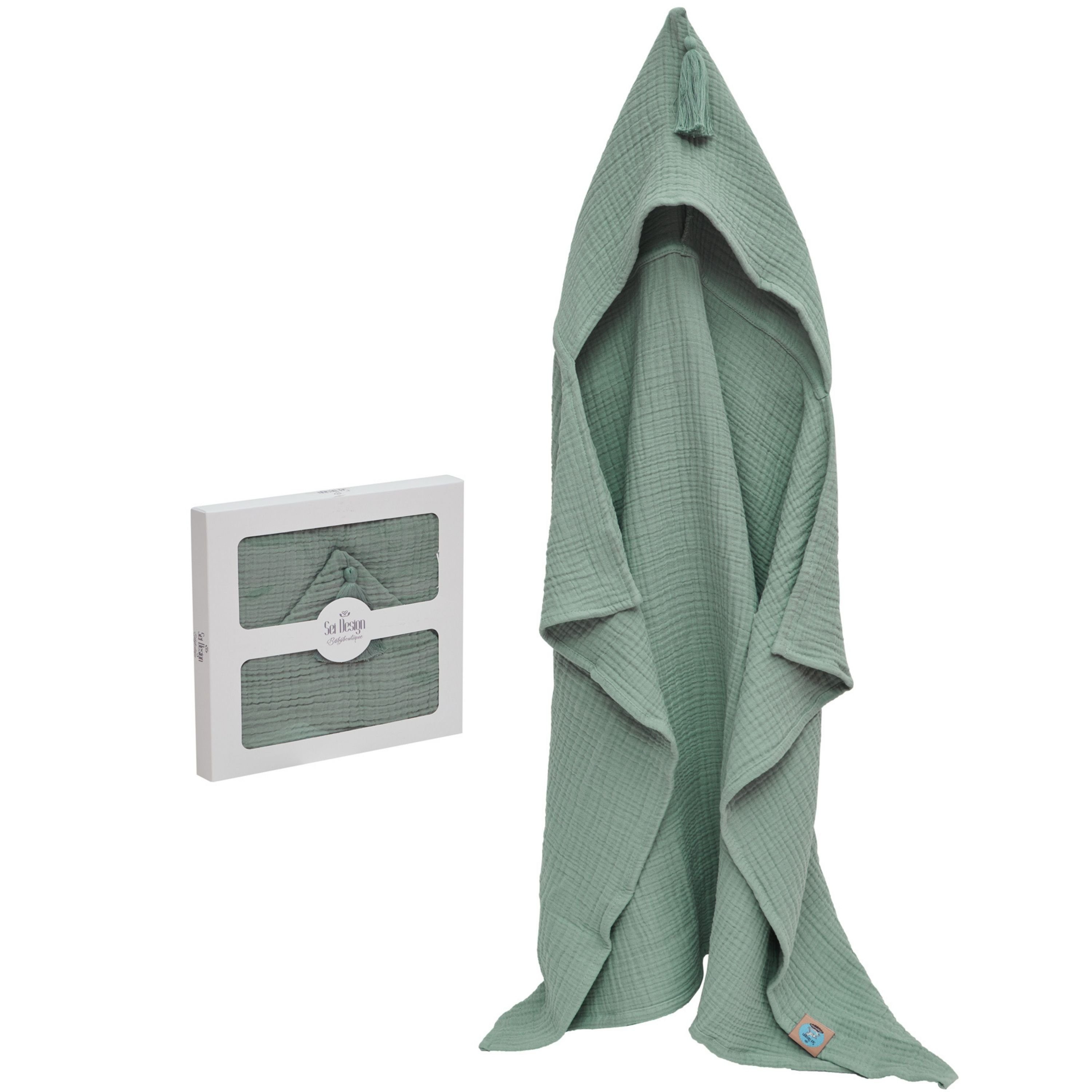 SEI Design Kapuzenhandtuch BIO Baby-Badeponcho 75x100 cm, Musselin (1-St), Musselin 4-lagig - 100% BIO Baumwolle