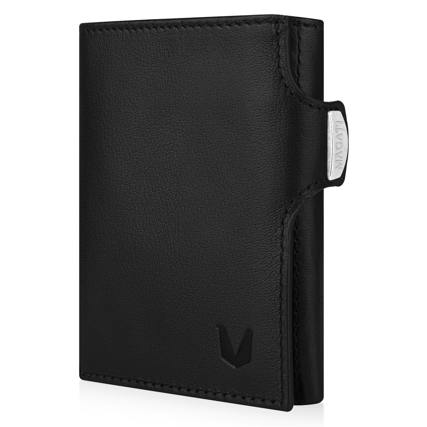 MAGATI Geldbörse aus Echtleder mit Münzfach, bis zu 10 Karten, RFID-Schutz (mit Geschenkverpackung), Einkaufswagenchip-Fach, klein Wallet, Portemonnaie für Herren & Damen
