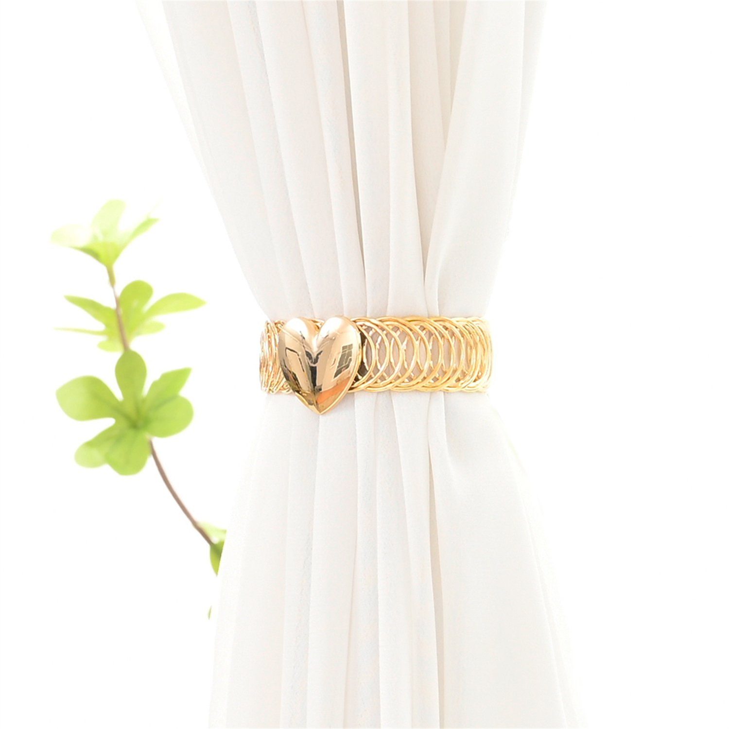 Raffhalter F12WH00206, HOMEIDEAS, (2-tlg), Metall-Gardinenraffhalter, Fensterbehandlung, Gold