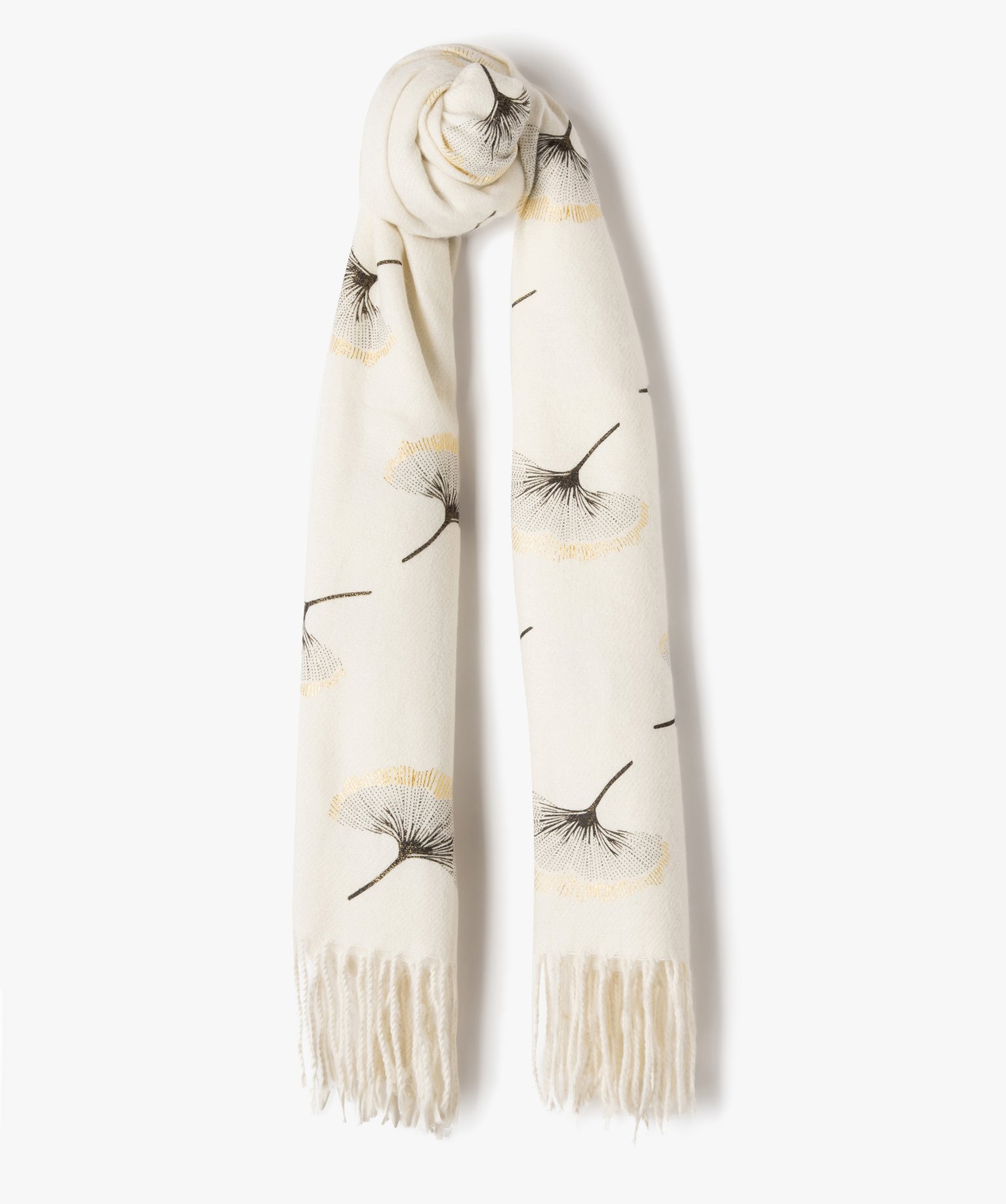 Echarpe à motifs feuillage pailletés femme ecru | GEMO