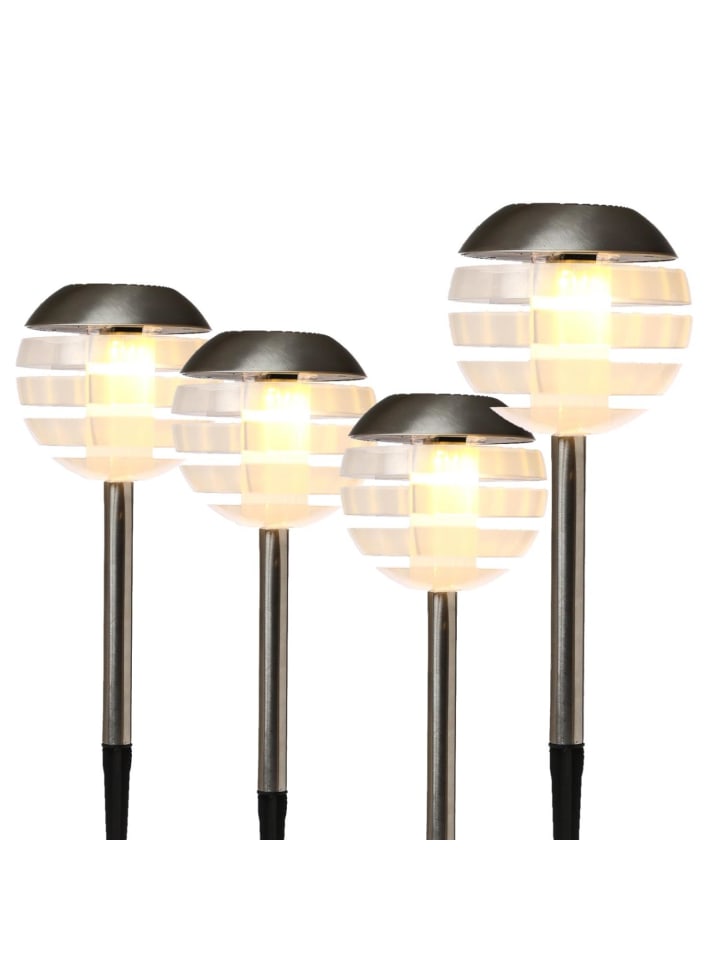 MARELIDA 4er Set LED Solar Wegleuchten Kugel H: 32cm in silber günstig kaufen onesize