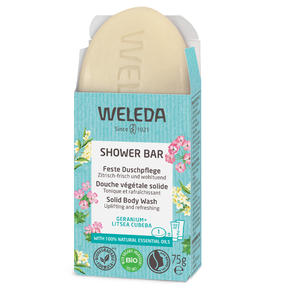 WELEDA Douche végétale solide GERANIUM + LITSEA CUBEBA - 75 gr Hygiène