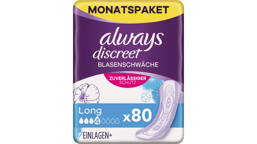 Always Discreet Einlagen Plus Long Blasenschwäche & Inkontinenz Monatspaket