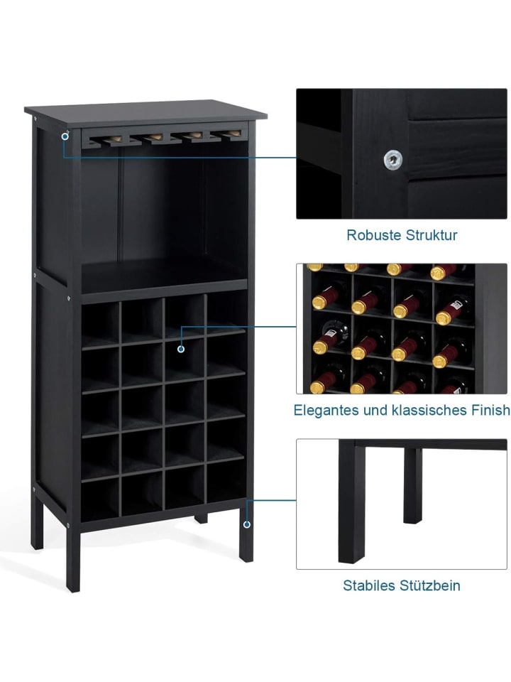COSTWAY Weinregal für 20 Flaschen in Schwarz günstig kaufen 42 cm