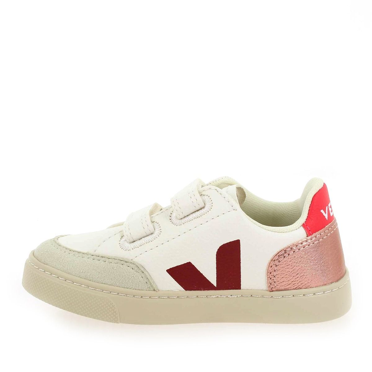 Veja  SMALL V12 VELCRO H23 - Blanc Rose