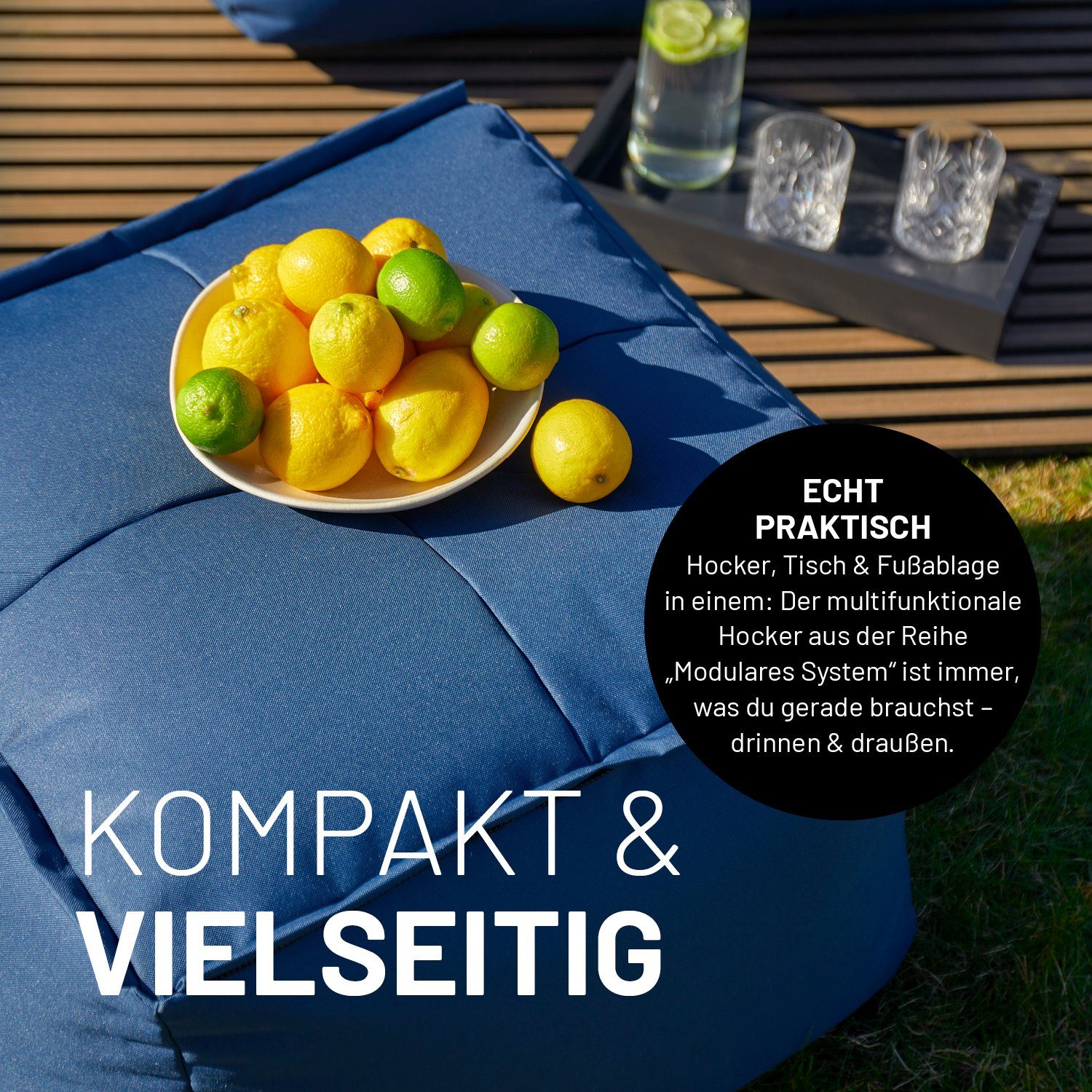 Lumaland Loungeset Modulares System erweiterbar In- & outdoor, (5-tlg), Lounge wasserfest abnehmbarer Bezug individuell kombinierbar waschbar