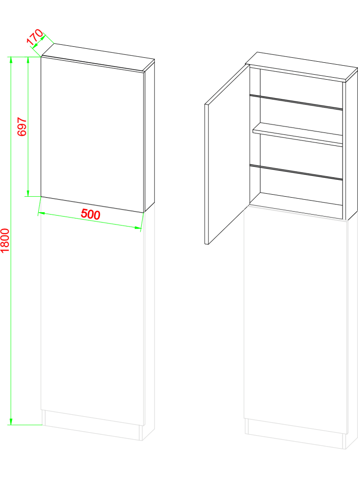 VCM  Holz Schuhschrank Schuhkommode Fulisa XL Spiegel in Weiß günstig kaufen onesize
