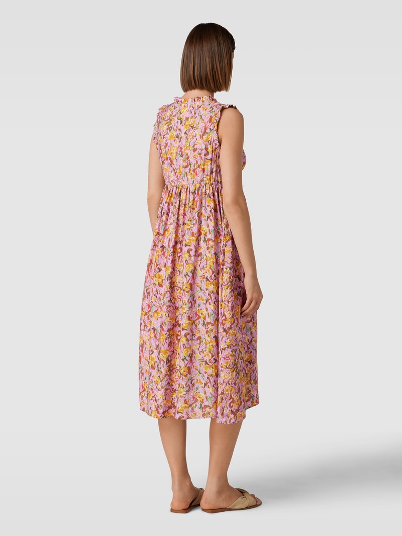 Knielanges Umstands-Kleid mit floralem Muster in flieder