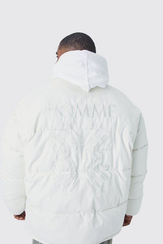 Plus Oversize Steppjacke aus Nylon mit Stickerei