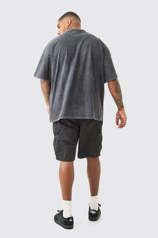 Plus Utility-Shorts mit elastischem Bund und Mesh-Taschen
