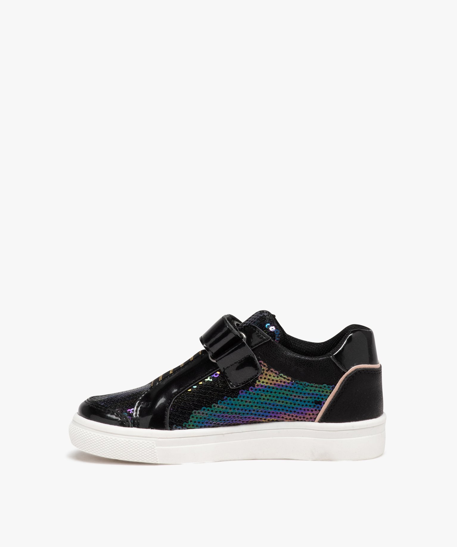 Baskets fille à strass sans lacets noir | GEMO