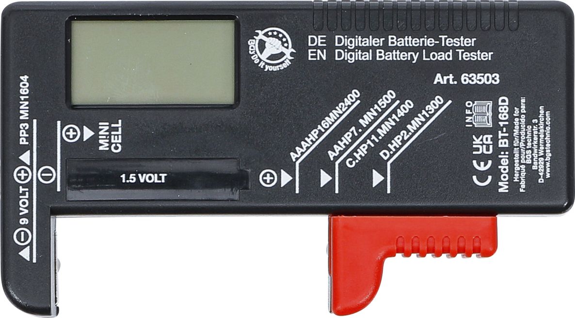 BGS Do It Yourself 63503 Digitaler Batterietester 1,5 V / 9 V
