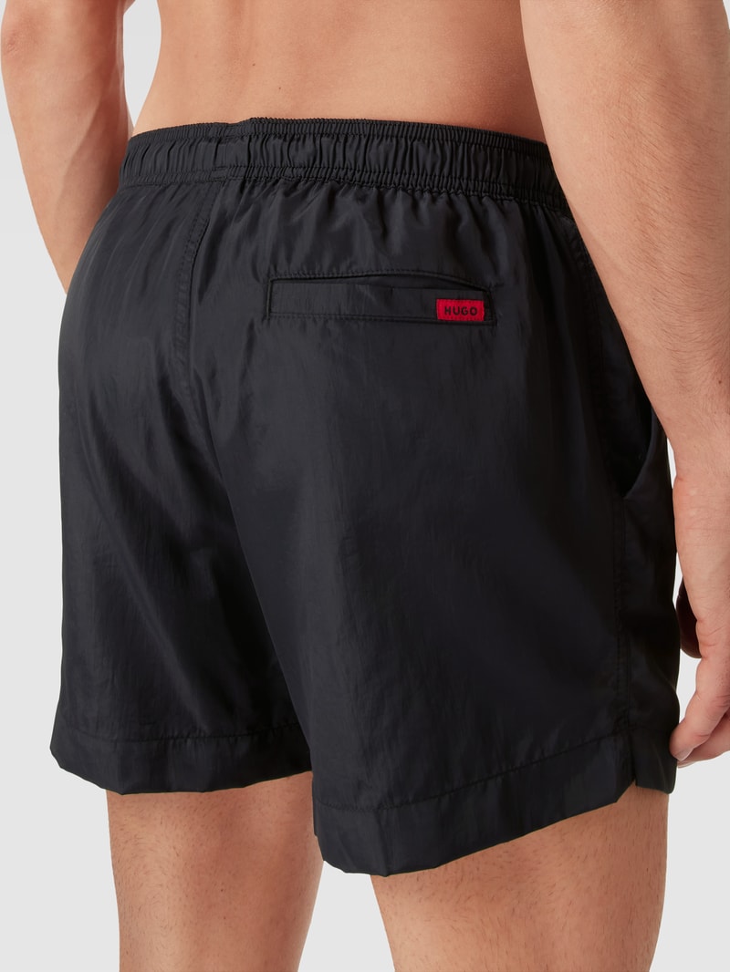 Badehose mit Label-Patch Modell 'DOMINICA' in schwarz