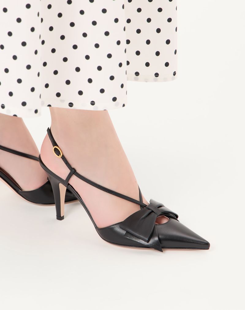 Sapatos de salto Bowow Slingback em couro de cabra de 85 mm