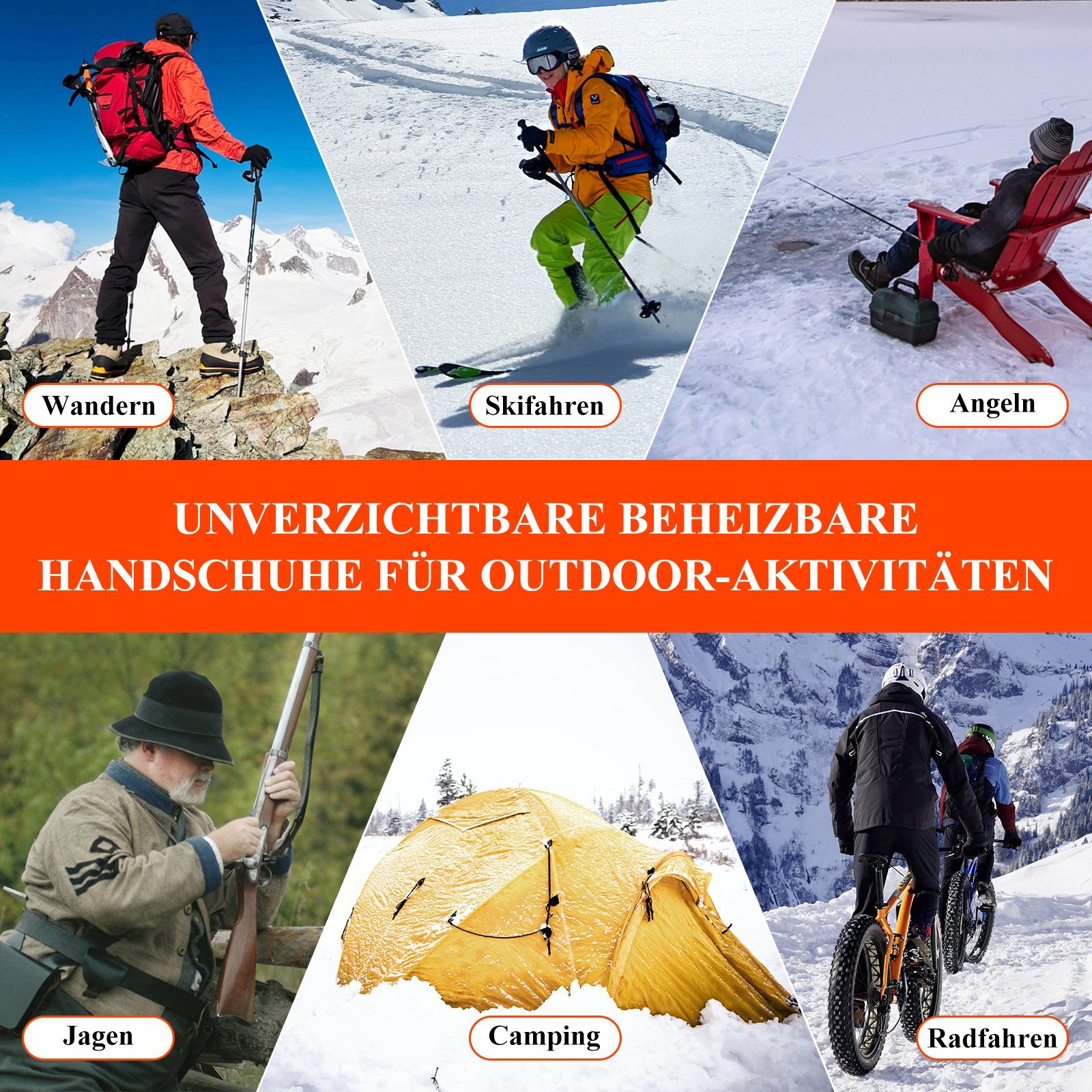 Spark Heizkissen Beheizbare Thermo Handschuhe Winterhandschuhe Thermohandschuhe