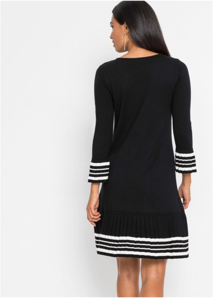 Strickkleid mit plissiertem Rock