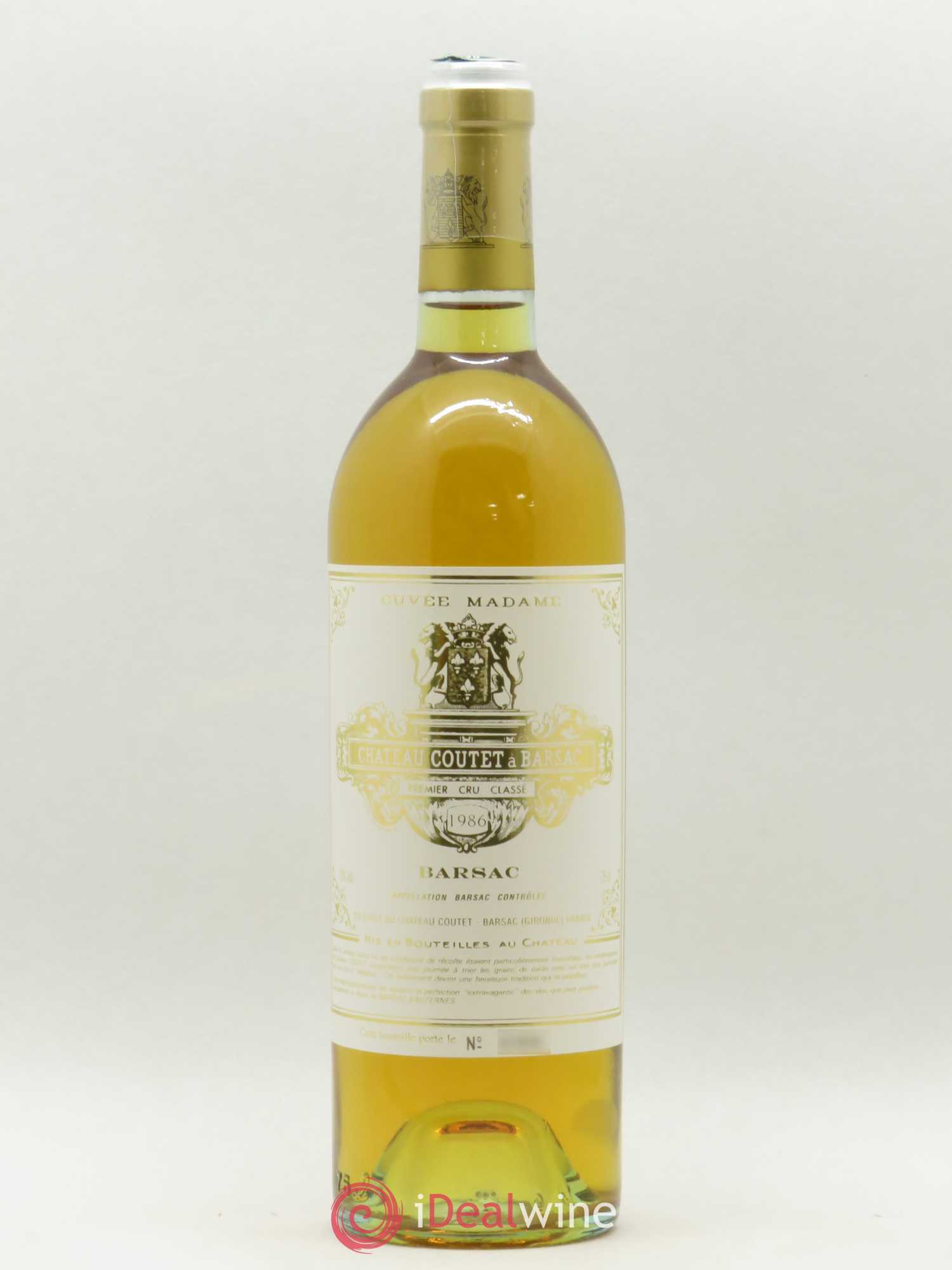 Château Coutet - Cuvée Madame 1er Grand Cru Classé  1986 - Lot de 1 Bouteille