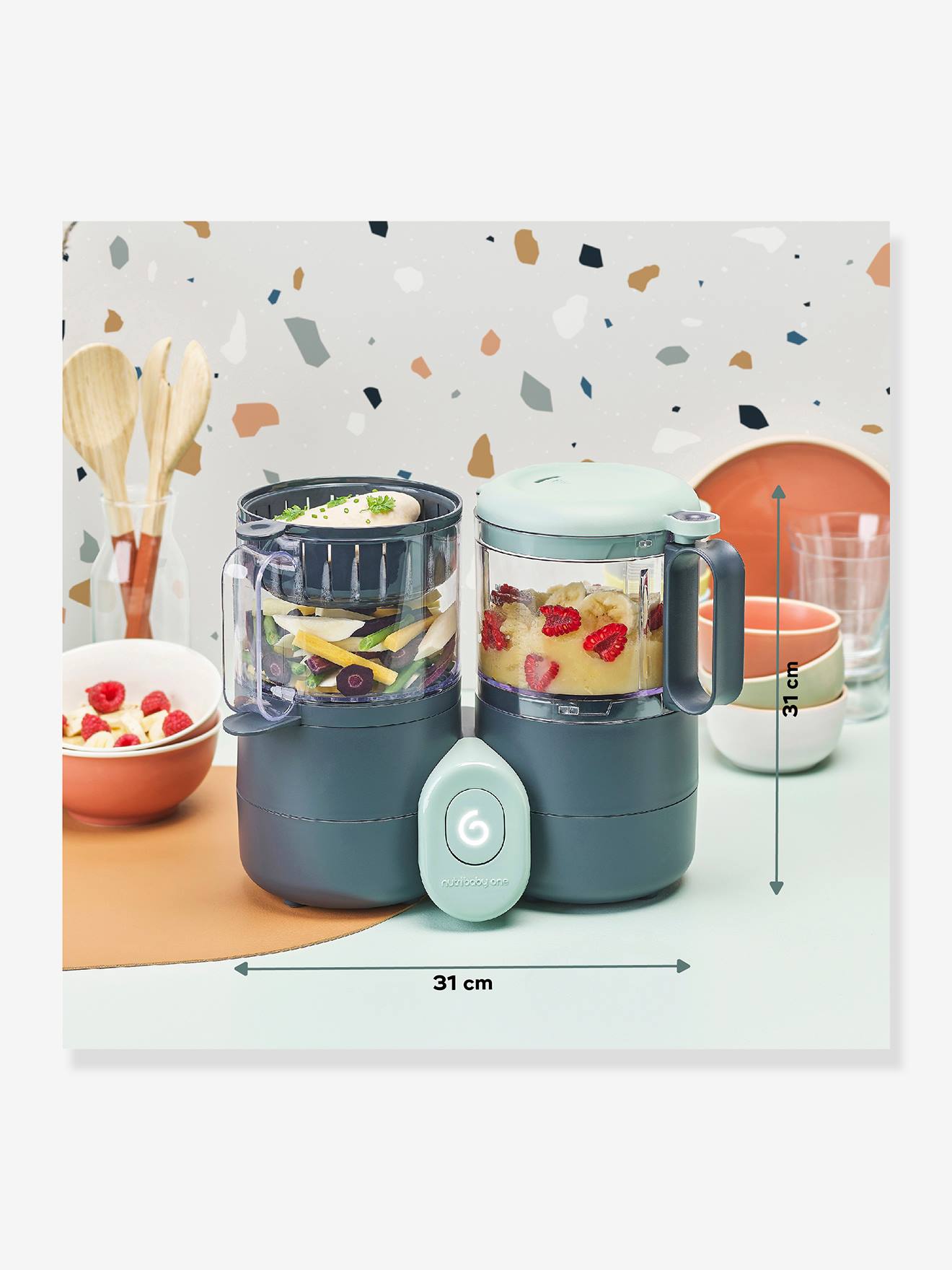 Robot multifonction préparateur culinaire cuiseur et mixeur BABYMOOV Nutribaby One noir/gris