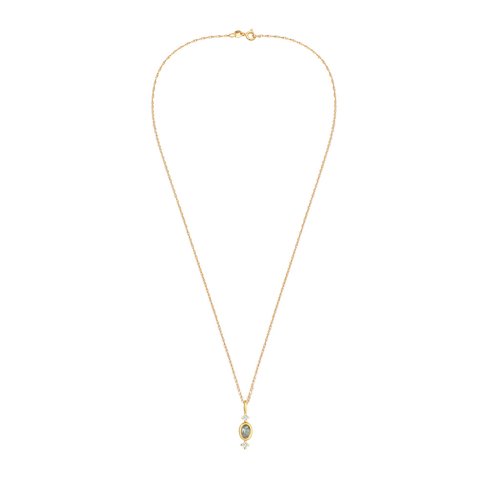 Elli PREMIUM Elli PREMIUM Collier Pendentif torsadé pour dames avec topaze de Labradorite en 9 collier
